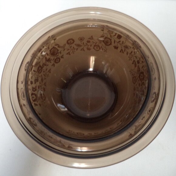 PYREX Friendship Birds Hearts Amber Brown Set 2 Nesting Mixing Bowls 322 and 323 - Picture 9 of 9